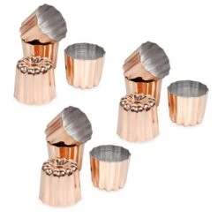 Patisse Lot 12 Moules à Canelés Bordelais Cuivre 4,5 Cm