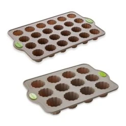 Lot 2 Plaques Rigiflex 12 Canelés Et 24 Mini-canelés En Silicone Et Acier
