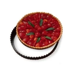 Moule à Tarte Amovible Acier Revêtu Anti-adhérent Bords Cannelés 28 Cm