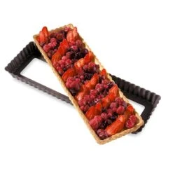Moule à Tarte Amovible Rectangle Acier Revêtu Anti-adhérent Bords Cannelés 36 Cm