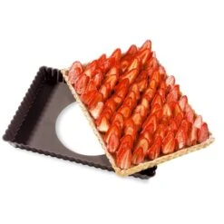 Moule à Tarte Amovible Rectangle Acier Revêtu Anti-adhérent Bords Cannelés 30 Cm