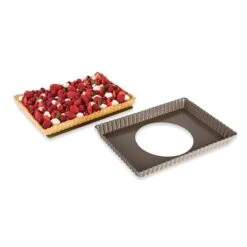 Alternative view of Moule à Tarte Amovible Rectangle Acier Revêtu Anti-adhérent Bords Cannelés 30 Cm