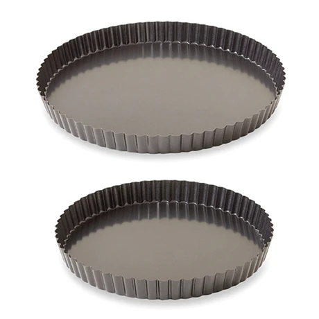 Lot 2 Moules à Tarte Acier Revêtu Bords Cannelés 24,5 Et 28 Cm 1 Lot 2 Moules à Tarte Acier Revêtu Bords Cannelés 24,5 Et 28 Cm