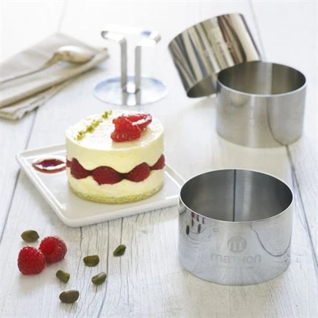 Lot 3 Cercles De Présentation En Inox Avec Poussoir + 3 Supports – Image 2