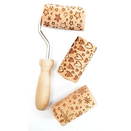 3 Mini Rouleaux Empreintes En Bois Interchangeables 3 3 Mini Rouleaux Empreintes En Bois Interchangeables – Image 3