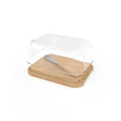 Beurrier Verre Bambou Avec Couteau